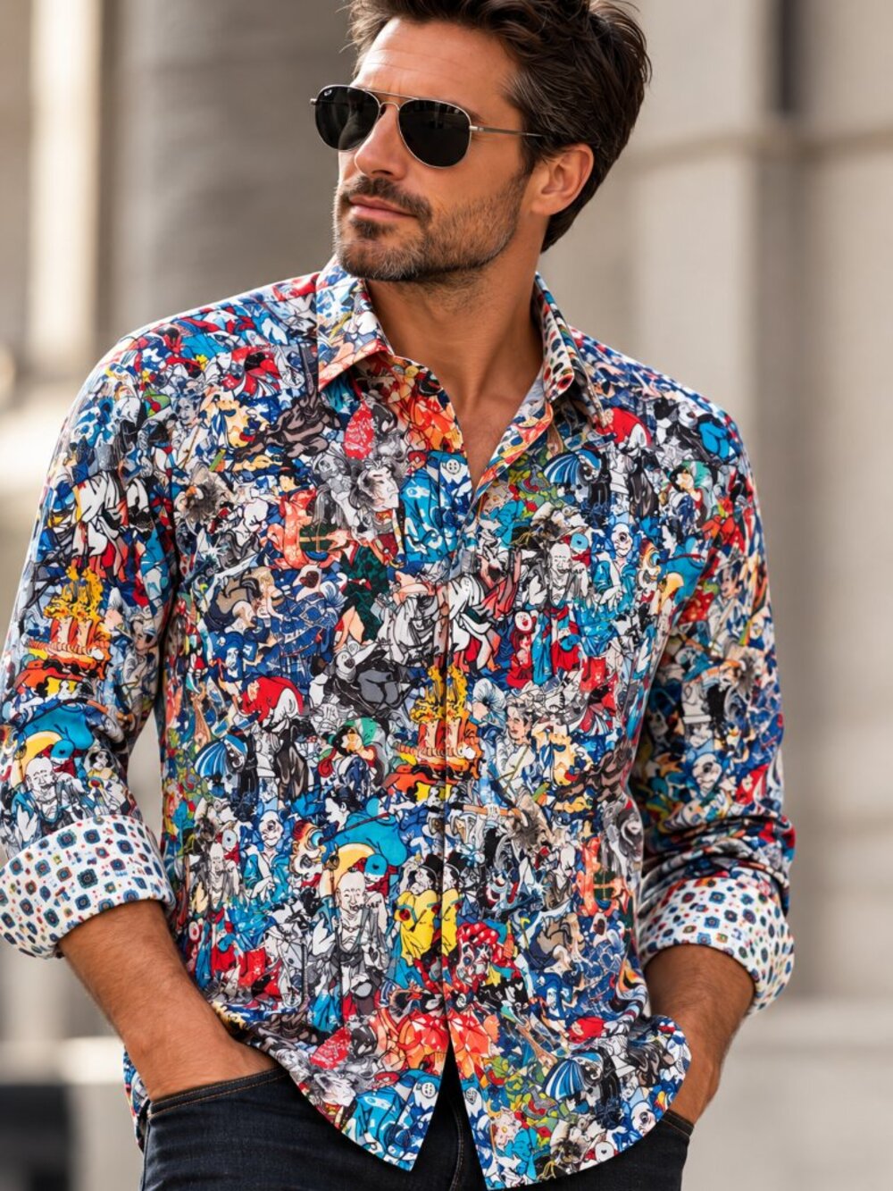 Robert Graham Men’s Medium Classic Fit Japanese Art Graphic Print Button Shirt